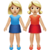 👭🏼 women holding hands: medium-light skin tone display on Apple